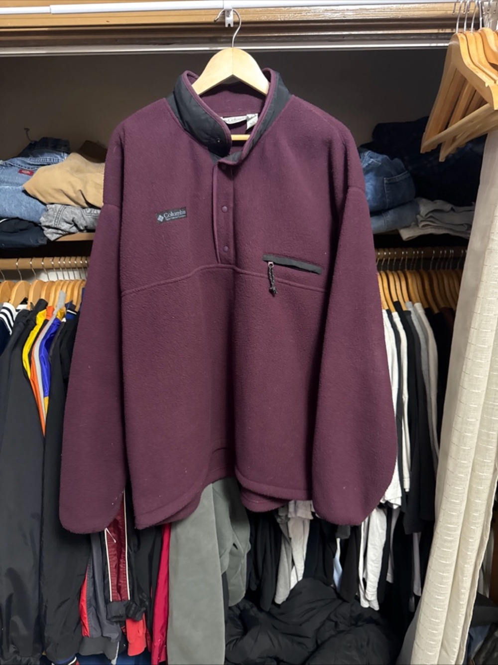 Vintage 90s Columbia Sportswear Made in USA Fleece Snap-T Pullover Jacket XL Tal